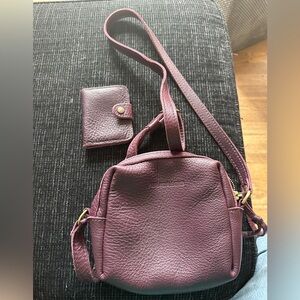 Portland Leather Plum Mini Mesa Purse and Mini Bifold Wallet